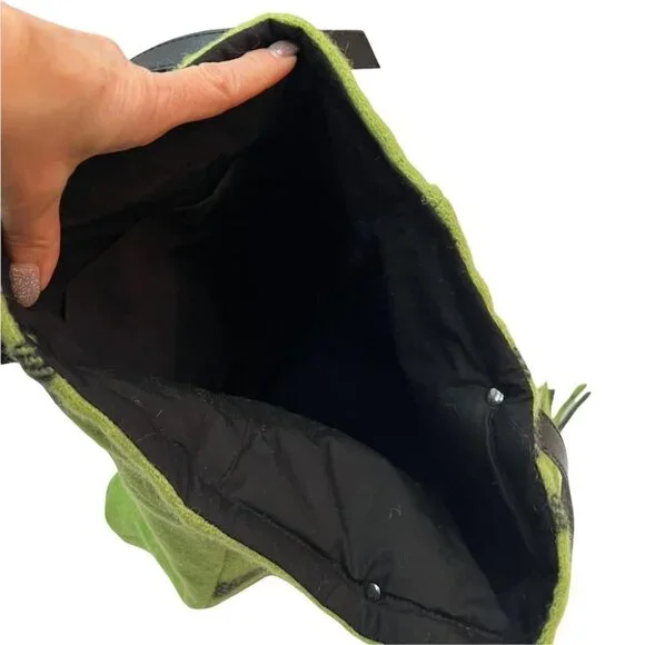 𝅺NWT Repurposed Handmade Wool Shopper Tote Green - Picture 4 of 6